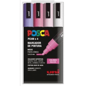 PACK 4 ROTULADORES AL AGUA POSCA PC-5 COLORES DULCES 1,8-2,5MM