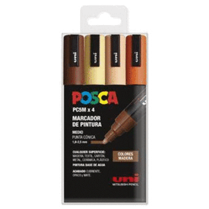 PACK 4 ROTULADORES AL AGUA POSCA PC-5 COLORES MADERA 1,8-2,5MM