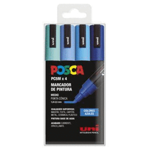 PACK 4 ROTULADORES AL AGUA POSCA PC-5 COLORES AZULES 1,8-2,5MM