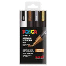 PACK 4 ROTULADORES AL AGUA POSCA PC-5 COLORES GALAXIA 1,8-2,5MM