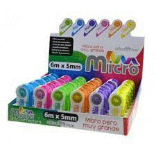 MICRO CORRECTOR 6M X 5MM COLORES SURTIDOS