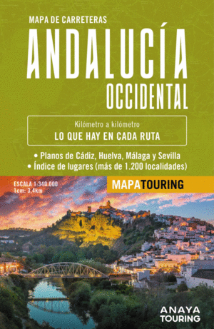 MAPA DE CARRETERAS DE ANDALUCIA OCCIDENTAL (DESPLEGABLE), ESCALA 1:340.000